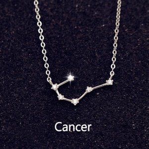 Sterling Silver Diamond Zodiac Necklace--Cancer